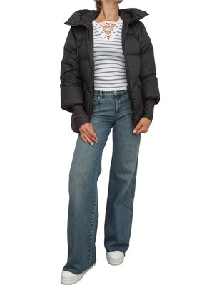 Maglia Marella in pura lana extrafine bianca con righe blu con lurex in DONNA