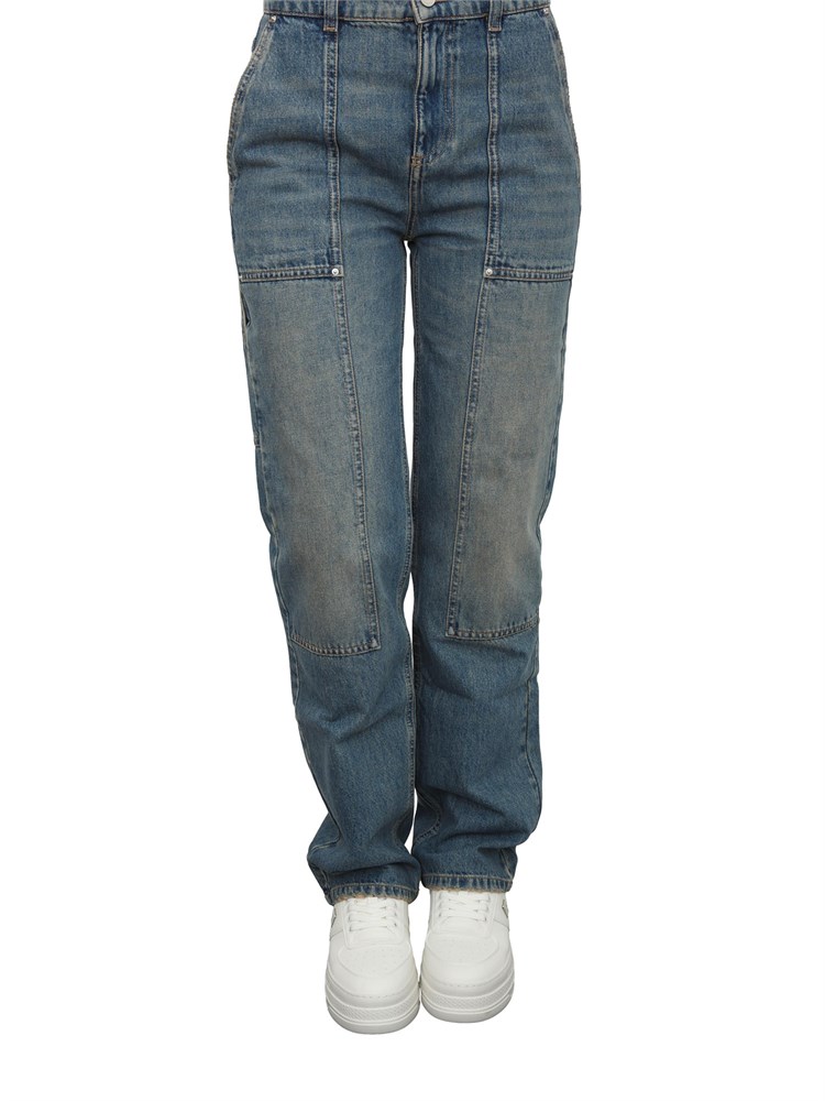 Jeans wide leg Marella in denim di cotone a vita alta con tasconi e cuciture
