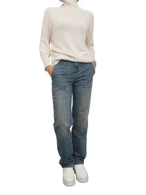 Jeans wide leg Marella in denim di cotone a vita alta con tasconi e cuciture in DONNA