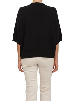 Maglia Marella manica corta scesa con scollo V in misto lana nera in DONNA