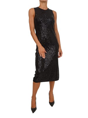 Abito Marella smanicato in maglia bouclé nera con paillettes in DONNA