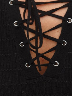 Maglia Marella in pura lana extrafine nera con lurex in DONNA