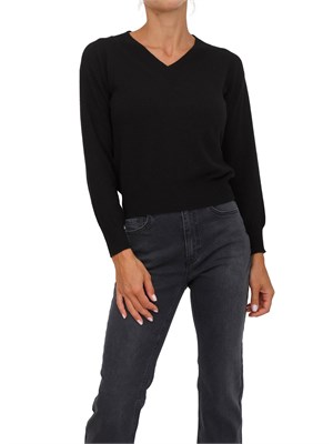 Maglia Emme Marella in misto viscosa nera con scollo V in DONNA