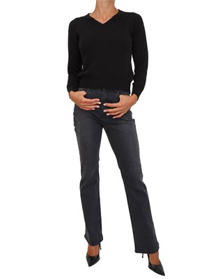 Maglia Emme Marella in misto viscosa nera con scollo V in DONNA