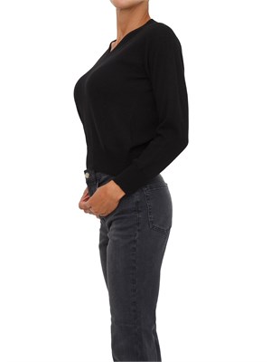 Maglia Emme Marella in misto viscosa nera con scollo V in DONNA