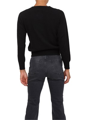 Maglia Emme Marella in misto viscosa nera con scollo V in DONNA