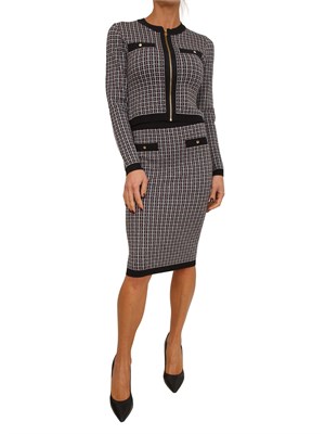 Gonna midi Fracomina in viscosa motivo jacquard geometrico nero in DONNA