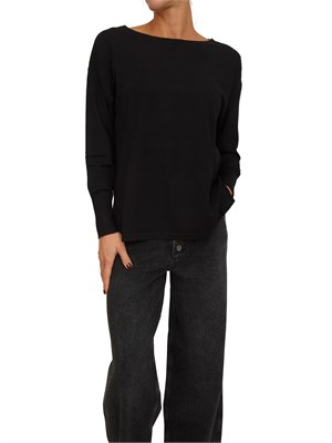 Maglia donna Fracomina in misto viscosa nera con bottoni in DONNA