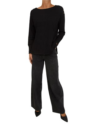 Maglia donna Fracomina in misto viscosa nera con bottoni in DONNA