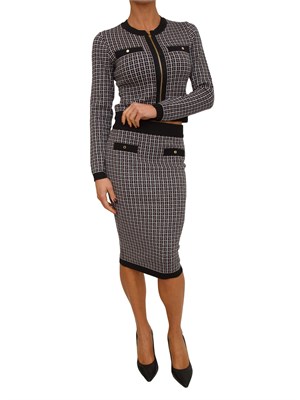 Cardigan Fracomina in viscosa motivo jacquard geometrico nero in DONNA