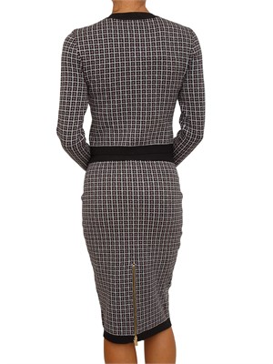 Cardigan Fracomina in viscosa motivo jacquard geometrico nero in DONNA