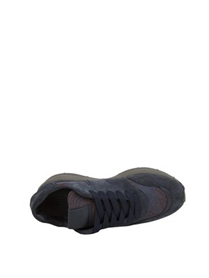 Sneakers uomo Etro in suede e tessuto jacquard Paisley blu in UOMO