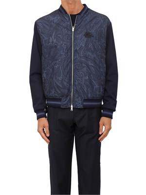 Bomber Etro uomo in tessuto tecnico Paisley blu in UOMO