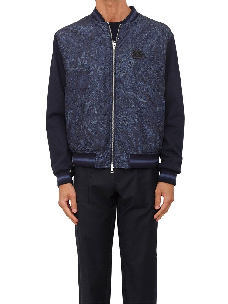 Bomber Etro uomo in tessuto tecnico Paisley blu