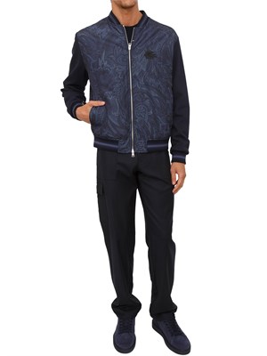 Bomber Etro uomo in tessuto tecnico Paisley blu in UOMO