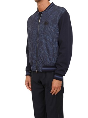 Bomber Etro uomo in tessuto tecnico Paisley blu in UOMO