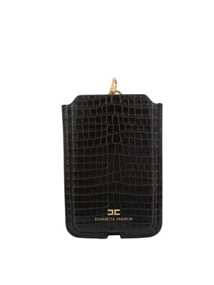 Porta cellulare nero Elisabetta Franchi con stampa cocco in DONNA