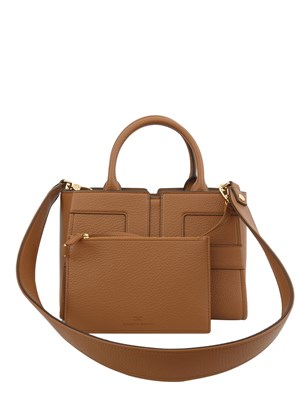 Borsa tote media cammello Elisabetta Franchi con logo in DONNA