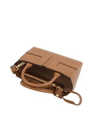 Borsa tote media cammello Elisabetta Franchi con logo in DONNA