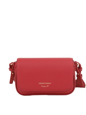 Mini bag Emporio Armani in ecopelle rossa con tracolla in tessuto con logo in DONNA