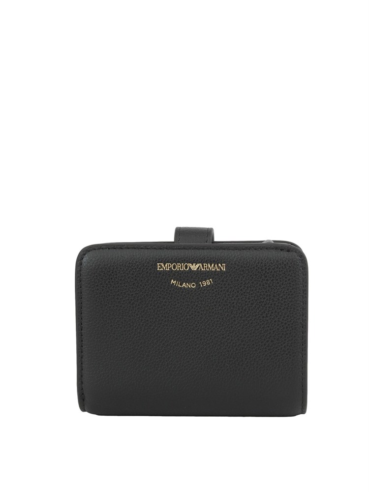 Portafoglio bifold Emporio Armani in pelle nera bottalata
