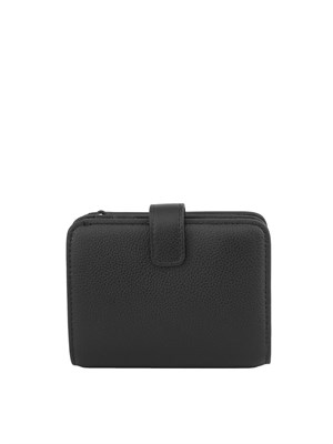 Portafoglio bifold Emporio Armani in pelle nera bottalata in DONNA