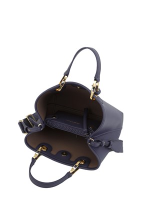 Borsa Emporio Armani in ecopelle viola effetto martellato con tracolla in DONNA
