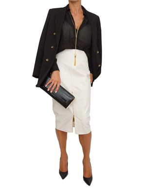 Gonna bianca Elisabetta Franchi con texture stampa cocco e spacco con zip oro in DONNA