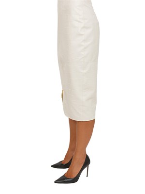 Gonna bianca Elisabetta Franchi con texture stampa cocco e spacco con zip oro in DONNA