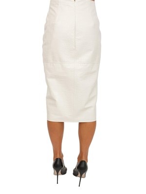 Gonna bianca Elisabetta Franchi con texture stampa cocco e spacco con zip oro in DONNA
