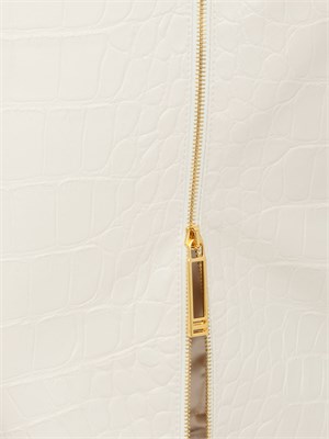Gonna bianca Elisabetta Franchi con texture stampa cocco e spacco con zip oro in DONNA