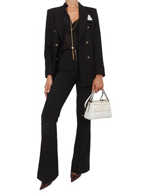 Pantaloni Elisabetta Franchi in doppio crêpe nera con zip in DONNA