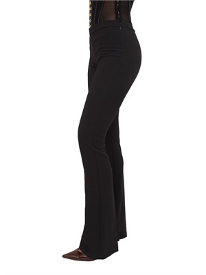 Pantaloni Elisabetta Franchi in crêpe leggero nero con ganci gioiello a bustino in DONNA