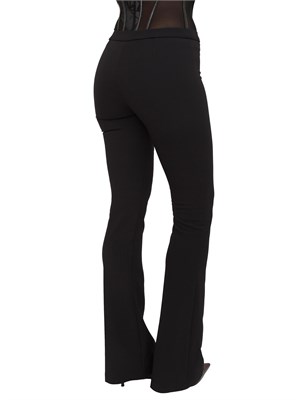 Pantaloni Elisabetta Franchi in crêpe leggero nero con ganci gioiello a bustino in DONNA
