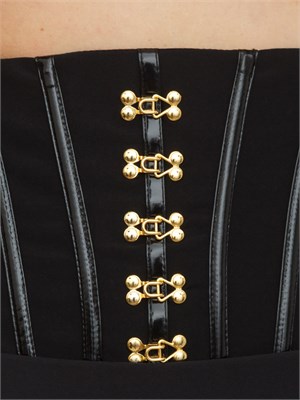 Pantaloni Elisabetta Franchi in crêpe leggero nero con ganci gioiello a bustino in DONNA
