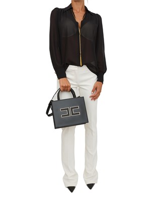 Camicia Elisabetta Franchi in georgette nera con collana in DONNA