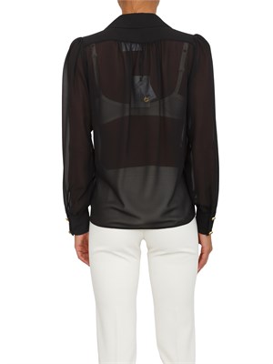 Camicia Elisabetta Franchi in georgette nera con collana in DONNA