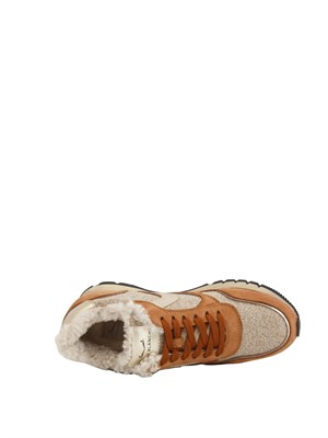 Sneakers donna Voile Blanche in suede e tessuto marrone con eco pelliccia in DONNA