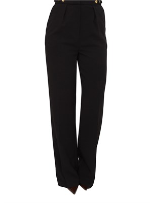 Pantaloni Elisabetta Franchi in crêpe nera con accessorio gioiello in DONNA