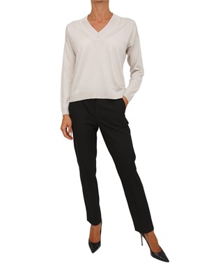 Maglia Anna Molinari con scollo V in misto lana beige in DONNA