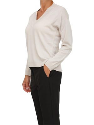 Maglia Anna Molinari con scollo V in misto lana beige in DONNA