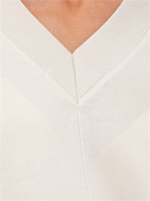 Maglia Anna Molinari con scollo V in misto lana beige in DONNA