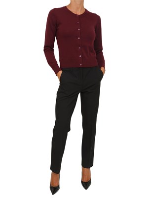 Cardigan Anna Molinari modello aderente cropped in misto lana bordeaux in DONNA