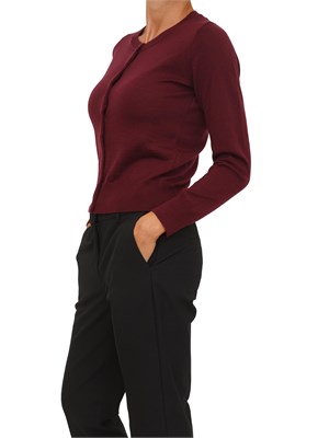 Cardigan Anna Molinari modello aderente cropped in misto lana bordeaux in DONNA