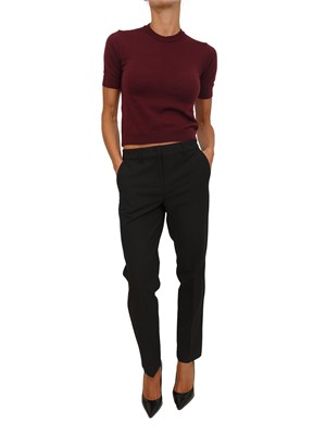 Maglia cropped Anna Molinari in misto lana bordeaux a maniche corte in DONNA