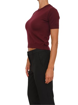 Maglia cropped Anna Molinari in misto lana bordeaux a maniche corte in DONNA