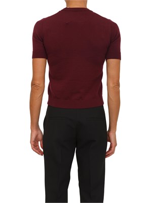 Maglia cropped Anna Molinari in misto lana bordeaux a maniche corte in DONNA