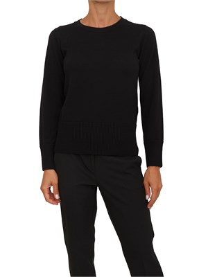 Maglia donna Anna Molinari in misto lana nera con bordi a costine in DONNA