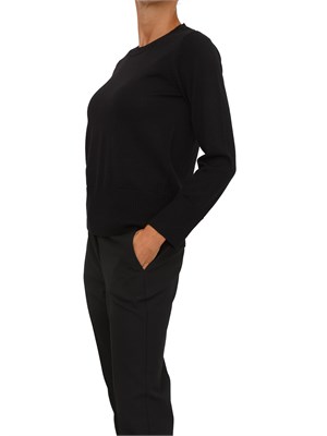 Maglia donna Anna Molinari in misto lana nera con bordi a costine in DONNA