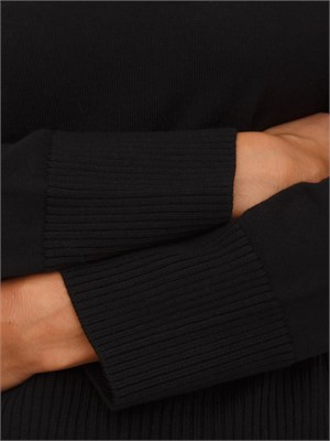 Maglia donna Anna Molinari in misto lana nera con bordi a costine in DONNA